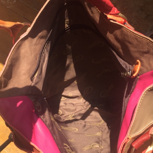 Multicolored American large leather handbag - Picture 3 of 4